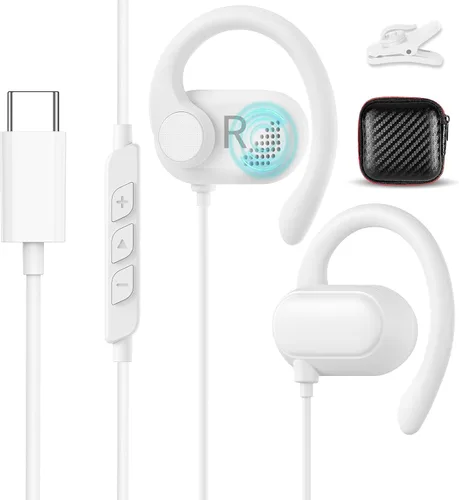 Vista 10 de Auriculares USB C de oreja abierta para Samsung S26 Ultra S25 FE S23 A17 Negro