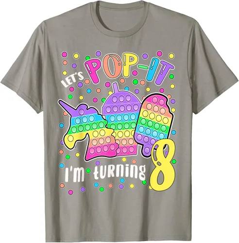 Vista 24 de Let's Pop-it I'm turning 8 Colorful 8th Birthday - Camiseta para niña, Negro