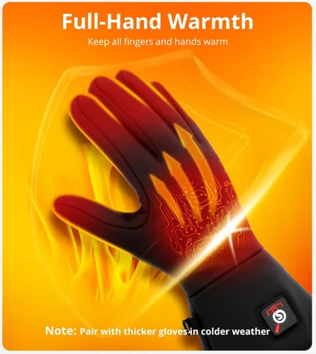 Vista 2 de Forros de guantes con calefacción para mujeres y hombres - Finos recargables, compatibles con pantalla táctil, calor de larga duración para deportes