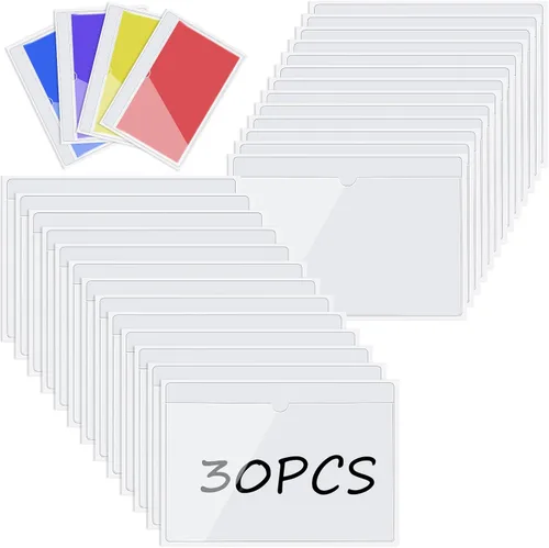 Vista 2 de Paquete de 30 bolsillos autoadhesivos para tarjetas de índice, con apertura superior, tarjetero ideal para organizar y proteger tus tarjetas