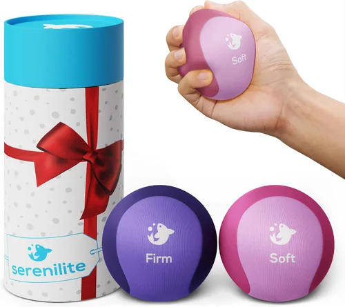 Vista 2 de Serenilite - Juego de pelotas antiestrés de terapia para manos, de tres densidades, para adultos y fortalecimiento del agarre