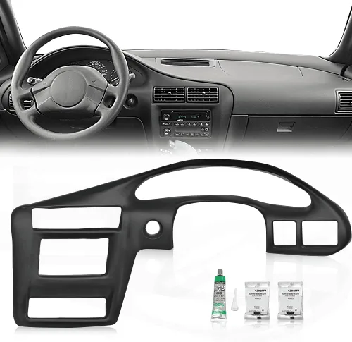 Vista 44 de PIT66 Cubierta de bisel de tablero TPE negra compatible con Buick Apollo/Olds Omega 1972-1974 Compatible con Chevy Chevy II/Chevy Nova 1969-1974