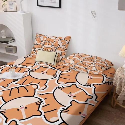 Vista 4 de Sábanas de conejillo de indias tamaño individual – Sábanas de animales de dibujos animados para niños y niñas, juego de sábanas de animales Kawaii