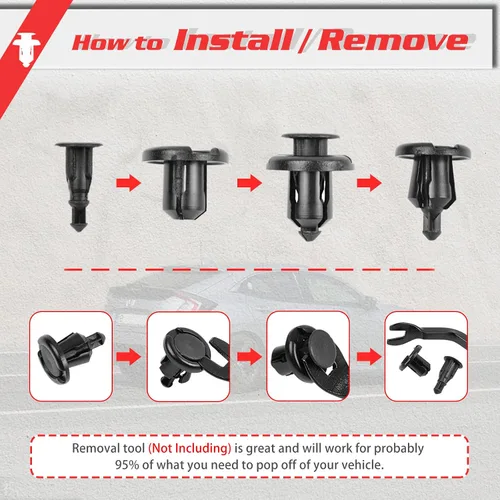 Vista 4 de OTUAYAUTO 100 piezas de clips para parachoques, clips de remplazo de forro de defensa de 10 mm para Honda Accord 1999-2011, clips de retenedores