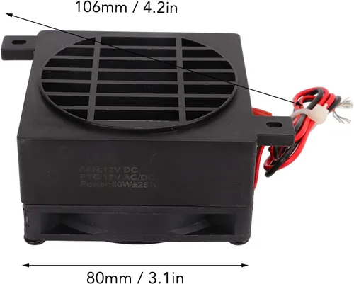 Vista 2 de Calentador termistor compacto PTC con ventilador - Módulo de calentador de aire de temperatura constante de 12 V/24 V para reparación