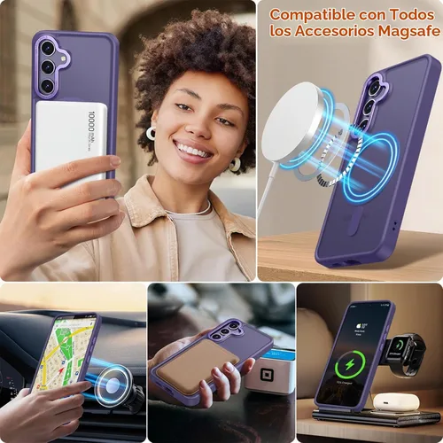 Vista 3 de Rayboen for Matte Magnetic Samsung S24+ Plus Case, Purple Púrpura magnético