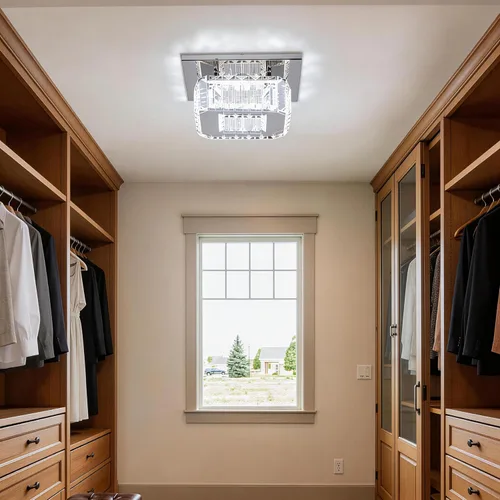 Vista 3 de CLAIRDAI Lámpara de techo de cristal cuadrada de montaje empotrado, lámpara de techo LED moderna, lámpara de techo de cristal para cocina, pasillo