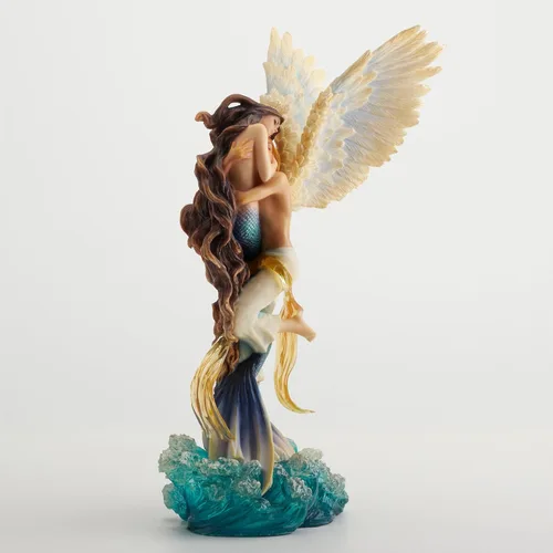 Vista 3 de (color) - Ángel de amor imposible y estatua de amantes de la sirena por la artista Selina Fenech