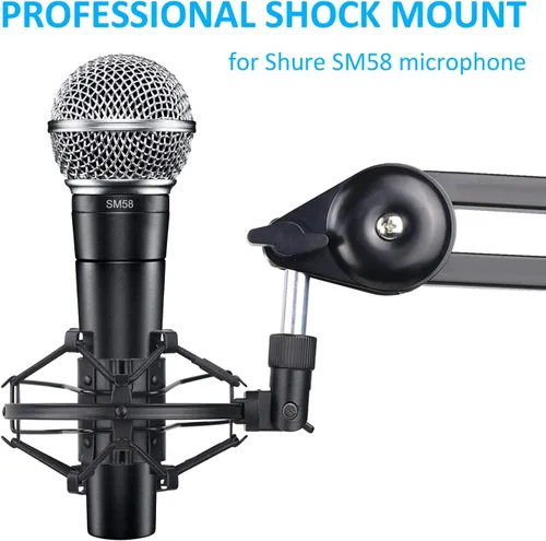 Vista 2 de SUNMON SM58 Soporte de montaje de choque para micrófono para reducir la vibración y el ruido, adecuado para Shure SM58-LC, SM58-CN Micrófono vocal