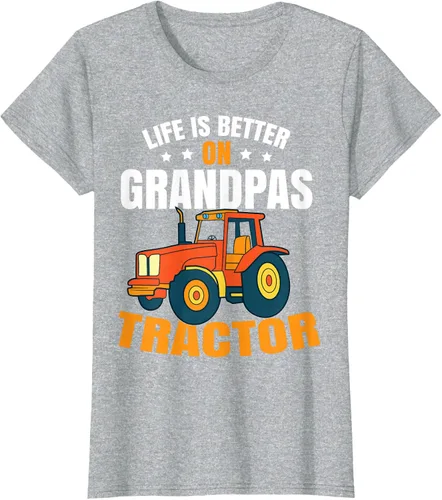 Vista 25 de Life Is Better On Grandpas Tractor Kids Farm Tractor Boy Camiseta, Negro