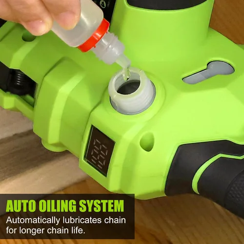 Vista 6 de FASTPRO Motosierra inalámbrica de 10 pulgadas, kit de mini motosierra preinstalada con 2 baterías recargables, fácil para cortar ramas y cortar