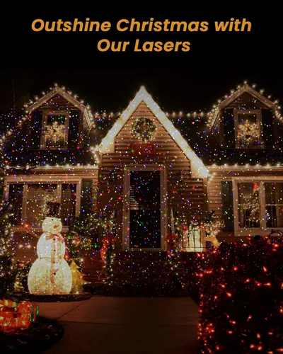 Vista 6 de Enjoyedled Luces láser de Navidad para exteriores, proyector de luz RGB (rojo, verde, azul) con control remoto RF y temporizador para fiestas