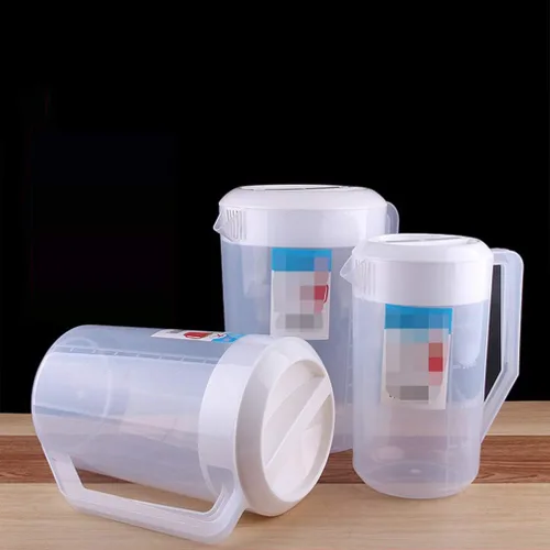 Vista 8 de Housoutil Hervidor de medición con escala de 2.5 L de plástico para bebidas con tapa, jarra de agua fría para jugo, té helado, leche, cerveza