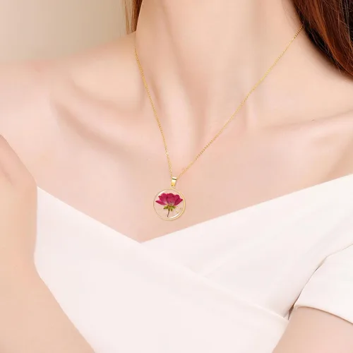 Vista 20 de Pressed Flower Necklace Gift for Women Personalized Handmade Necklaces Birth Flower Necklace