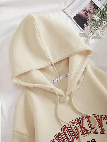 Vista 3 de SHENHE Sudadera térmica con estampado de letras gráficas para mujer, sudadera con capucha y bolsillo