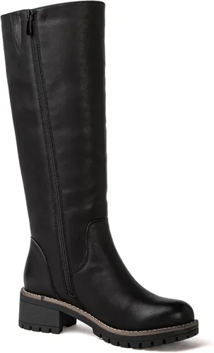 Vista 3 de GLOBALWIN Botas de moda con cordones en la espalda para mujer, altura hasta la rodilla, para otoño e invierno 22yy08 Negro