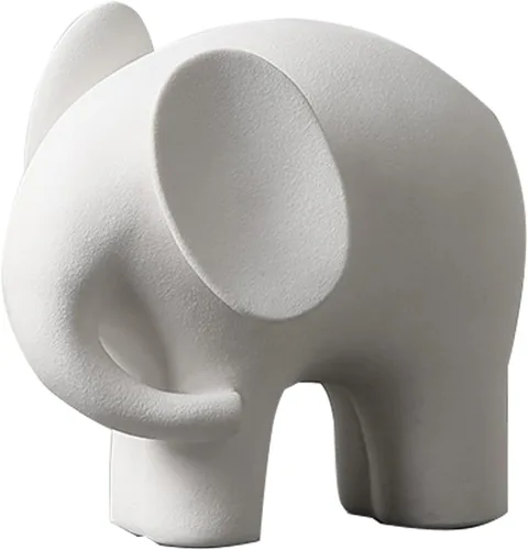 Vista 7 de Decoración de estatua de elefante, figuras de elefante de cerámica simple, decoración creativa para el hogar para sala de estar, estilo moderno