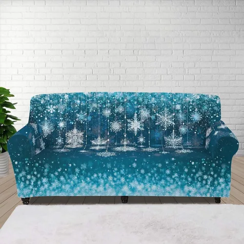 Vista 17 de Boatee Fundas de sofá de 1 pieza con diseño de copo de nieve azul, fundas elásticas para sofá, 1 cojín, protección de muebles, decoración para sala