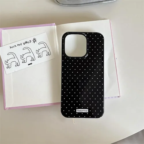 Vista 2 de inewateri Funda compatible con iPhone 11 con bonito diseño estético de lunares a la moda, fundas simples para TPU suave, funda de protección Negro