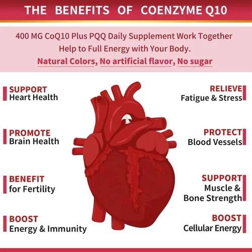Vista 4 de ZEBORA CoQ10-400mg-Cápsulas blandas con PQQ, BioPerine y Omega-3, suplemento de coenzima Q10 (ubiquinona) para alta absorción, potente antioxidante