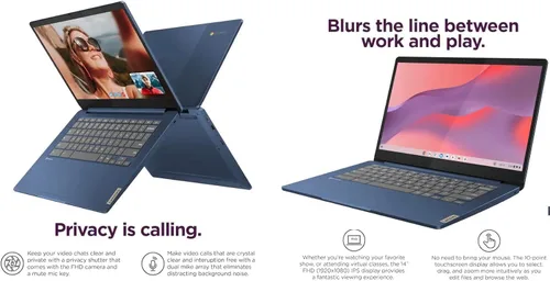 Vista 5 de Lenovo IdeaPad Slim 3 Chromebook 14" IPS FHD Pantalla táctil Chrome