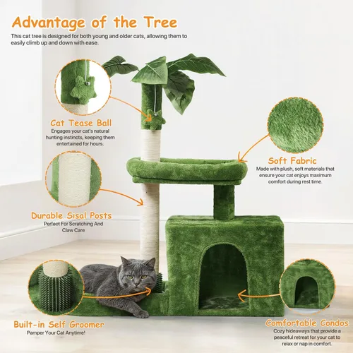 Vista 4 de Colección Athena - Pequeño Árbol para Gatos con Torre y Rascador, Árbol para Gatos Moderno y Bonito de 32 Pulgadas con Confortable Nido, Bola