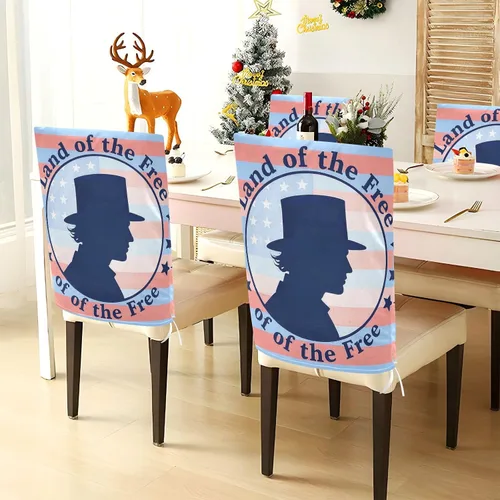 Vista 4 de 4th of July Independence Day Land of Free Blue Silhouette Decorative Birthday Seat Cover for Classroom Chair for Hotel Washable Wedding Chair Covers