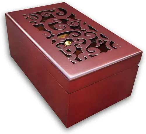 Vista 4 de BinkeGG Caja de joyería de madera ahueca hacia fuera cuerda caja de música con mecanismo musical Sankyo Tune: Qué mundo tan maravilloso