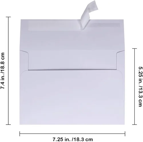 Vista 2 de Supla 150 sobres de invitación A7 en blanco autoadhesivo de 5 1/4 x 7 1/4 de 95 libras. Papel para bodas, invitaciones de ducha, anuncios de correo