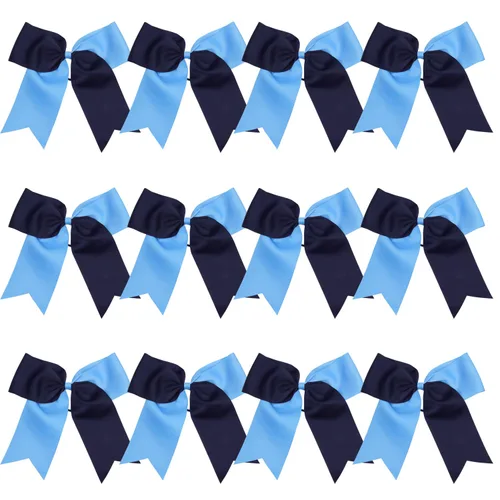 Vista 23 de Lazos de animadora jumbo de 8 pulgadas con diamantes de imitación brillantes para cola de caballo, lazos de porrista, 6 unidades, color negro