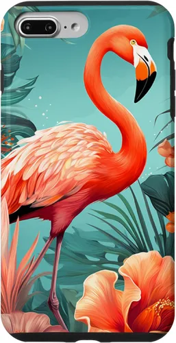 Vista 18 de Tropical Pink Flamingo Teal Orange Wildflower Palm Leaves Case for iPhone 17