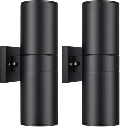 Vista 8 de Modernas luces de pared para exteriores del atardecer al amanecer, montaje Negro