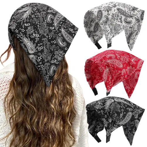 Vista 15 de HAIMEIKANG Bandana floral para mujer, bandanas bohemias para el cabello, bufanda, triángulo, bandas para el cabello, bufanda vintage para la cabeza