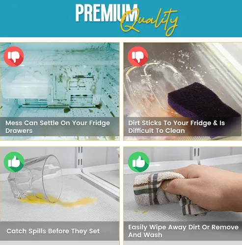 Vista 6 de Paquete de 1 rollo y 8 revestimientos transparentes para refrigerador, revestimientos para refrigerador para estantes de vidrio y protegen contra