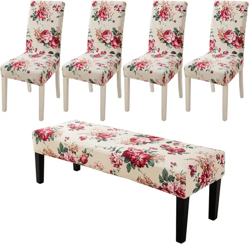 Vista 19 de HAOYONG Funda para Silla de Comedor con Estampado, Funda Desmontable Lavable para Silla Parsons, Protector de Asiento Removible para Comedor, Hotel