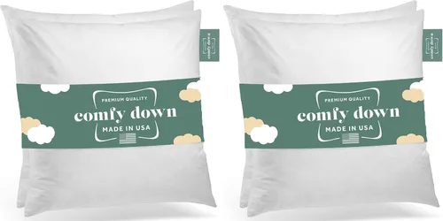 Vista 12 de ComfyDown Cojín de 12 x 12 pulgadas, relleno de plumas y plumas, funda 100% algodón, fabricada en Estados Unidos, funda de almohada decorativa suave