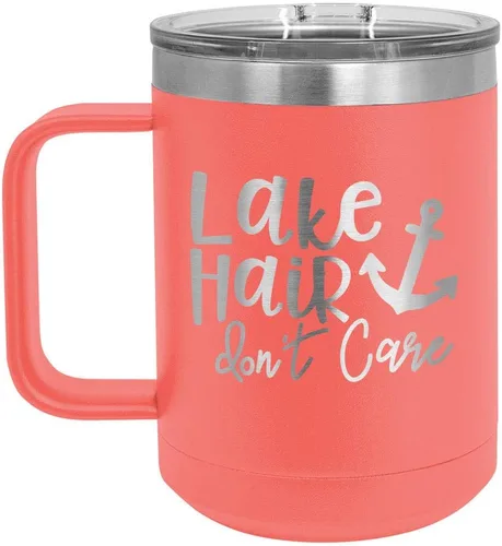 Vista 9 de LAKE HAIR NO CUIDAR Taza de café negra de 15 oz con tapa superior deslizante Taza de café de viaje aislada Ideas de regalo de cumpleaños