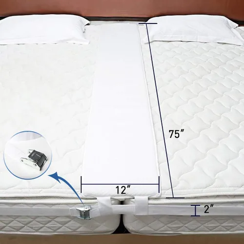 Vista 2 de HITOMEN Puente de cama, kit de convertidor de cama individual a King, relleno de huecos de cama con correa, conector de colchón