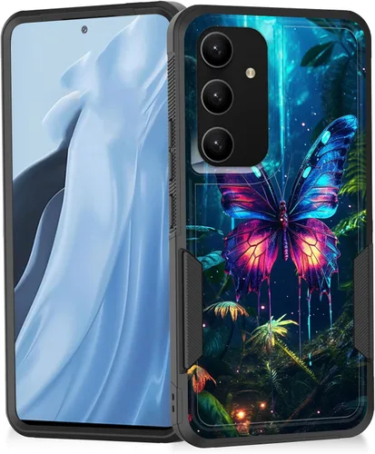 Vista 108 de Funda para Galaxy A14 5G, resistente de doble capa híbrida de policarbonato duro, goma suave, a prueba de golpes, funda protectora resistente