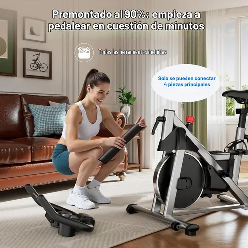 Vista 6 de Bicicleta de Ejercicio, Bicicleta de Ciclismo Interior con 32 Niveles de Resistencia Magnética Ajustable, Bicicleta de Ciclo con Capacidad