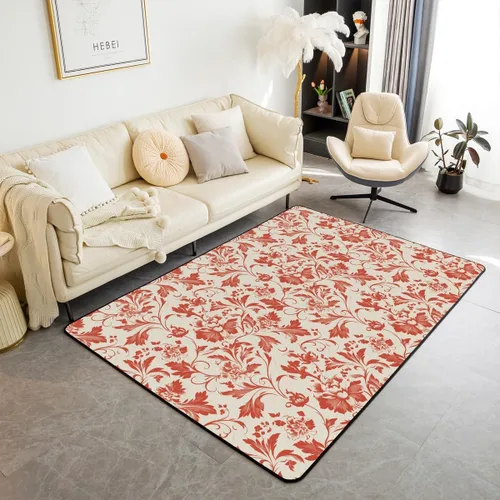 Vista 17 de jejeloiu Groovy Flower Area Rug 3x5 Retro Floral Boho Living Room Rugs for Bedroom 70S Hippie Groovy Flowers Bohemian Decor Carpet Psychedelic Beige