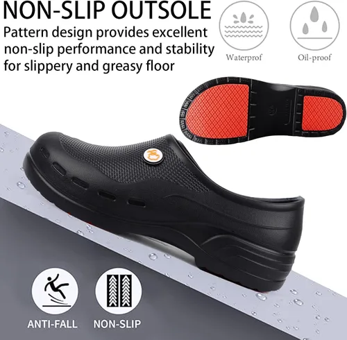 Vista 4 de Slip Resistant Work Shoes for Men and Women, Waterproof EVA Nursing Shoes and Chef Clogs, Oil-Resistant Non-Slip Food Service Footwear for Kitchen