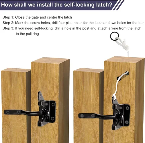 Vista 4 de Kit de puerta anti hundimiento resistente no se hunde, soporte de esquina de puerta para valla de puerta de madera con un pestillo de puerta