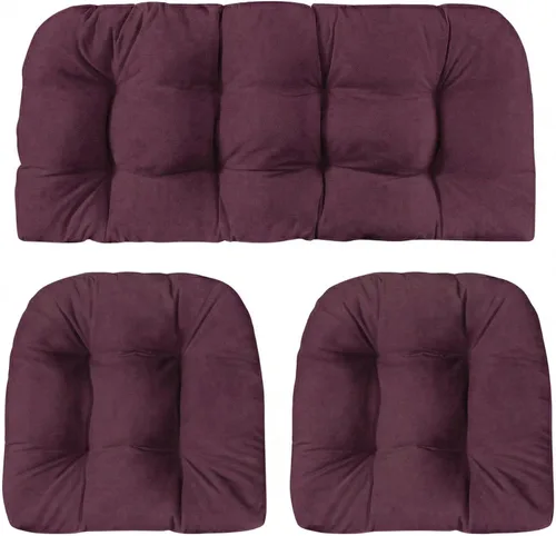 Vista 50 de RSH DECOR: Sunbrella - Juego de 3 cojines de mimbre copetudos 41 x 19 pulgadas y 19 x 19 pulgadas Fabricado con tela de rendimiento Sunbrella