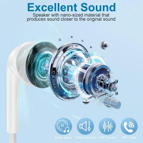 Vista 3 de 1 paquete de auriculares USB C para iPhone 17/16/15 Pro Max, auriculares tipo C con cable con micrófono y control remoto, cancelación de ruido