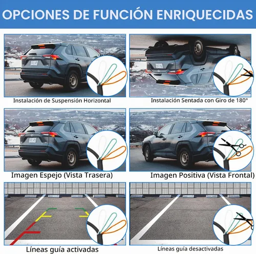 Vista 5 de Cámara de retroceso/frontal/lateral, HD 720P Metal OEM estilo 170 grados gran angular IP69K impermeable visión nocturna transparente cámara de Negro