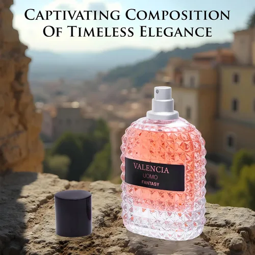 Vista 8 de Valencia UOMO Fantasy Men EDP - Fragancia picante y amaderada - Notas de salida de manzana roja dulce, cardamomo y bergamota de Calabria - Aroma