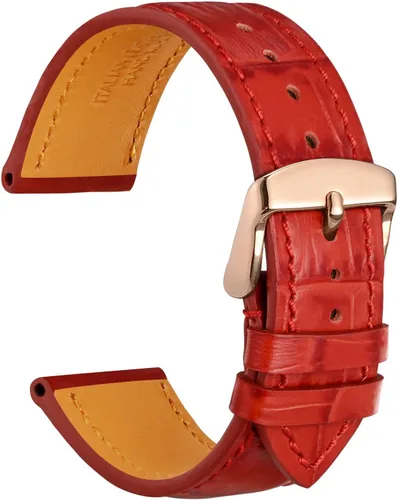 Vista 36 de WOCCI - Correas para reloj de cuero italiano, grano de cocodrilo en relieve, elige color y ancho 14 mm 18 mm 19 mm 20 mm 21 mm 22 mm, Negro