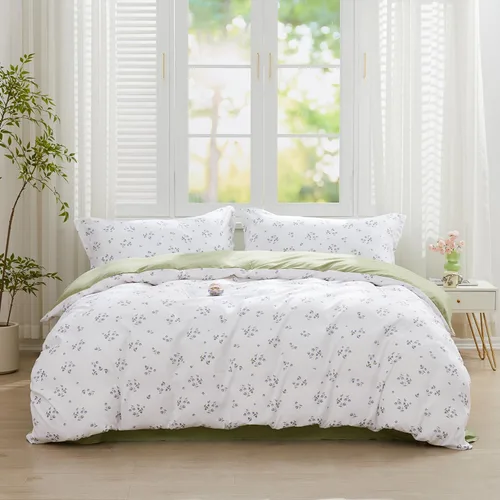 Vista 35 de SAPHREAS Juego de Funda de Edredón de Flores Rosas 2 piezas Algodón Estilo Jardín Campanilla Floral Ropa de Cama Juego de Funda de Edredón 100%