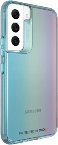 Vista 7 de ZAGG Gear4 Milan - Funda azul Aurora - que destaca el material de protección D3O para Samsung Galaxy S22